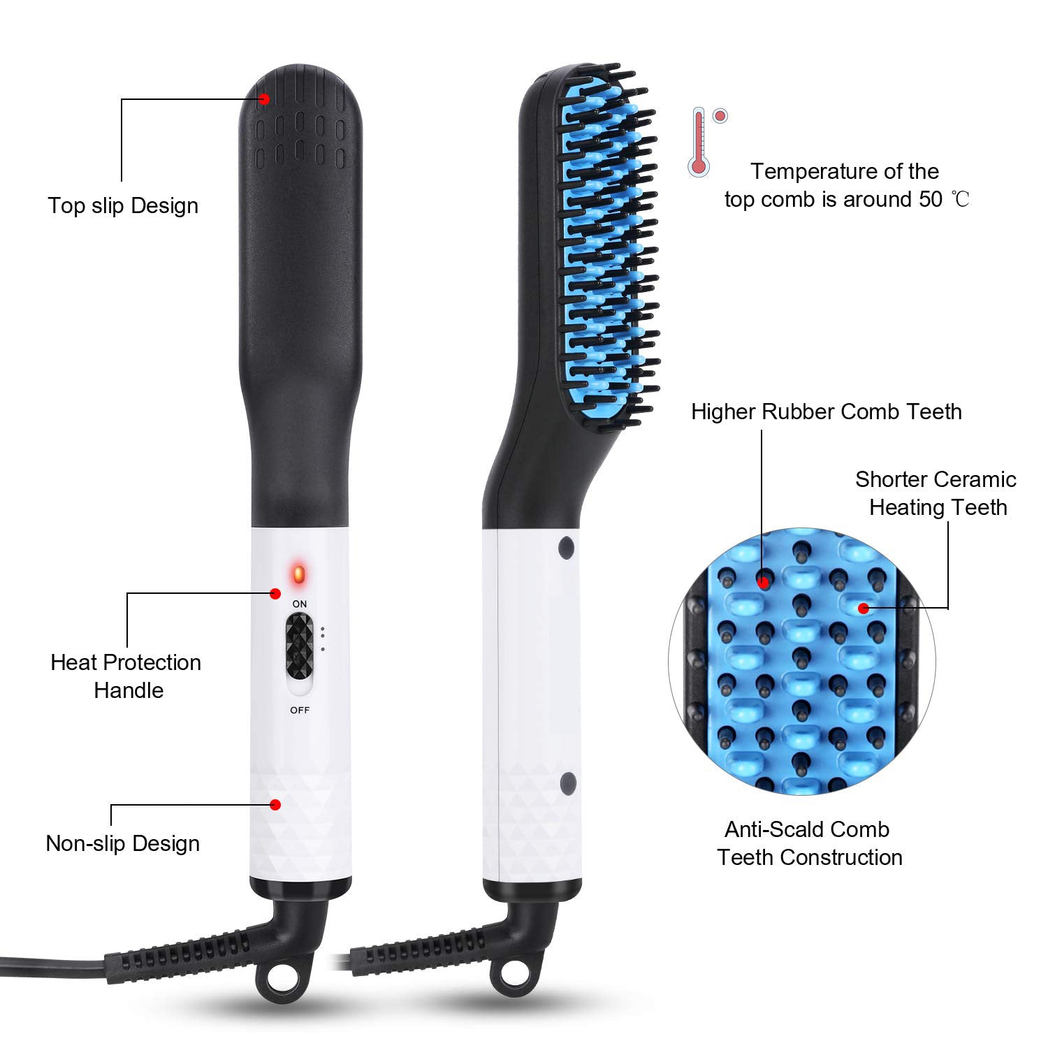 Multifunctional Hair Straightener Hair Comb Brush Men Beard Straightener