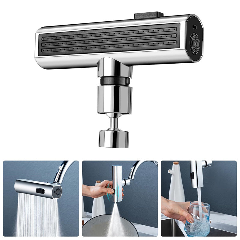 AquaFlow™ 360° Rotating Waterfall Faucet Extender – Splash-Proof Universal Kitchen Nozzle