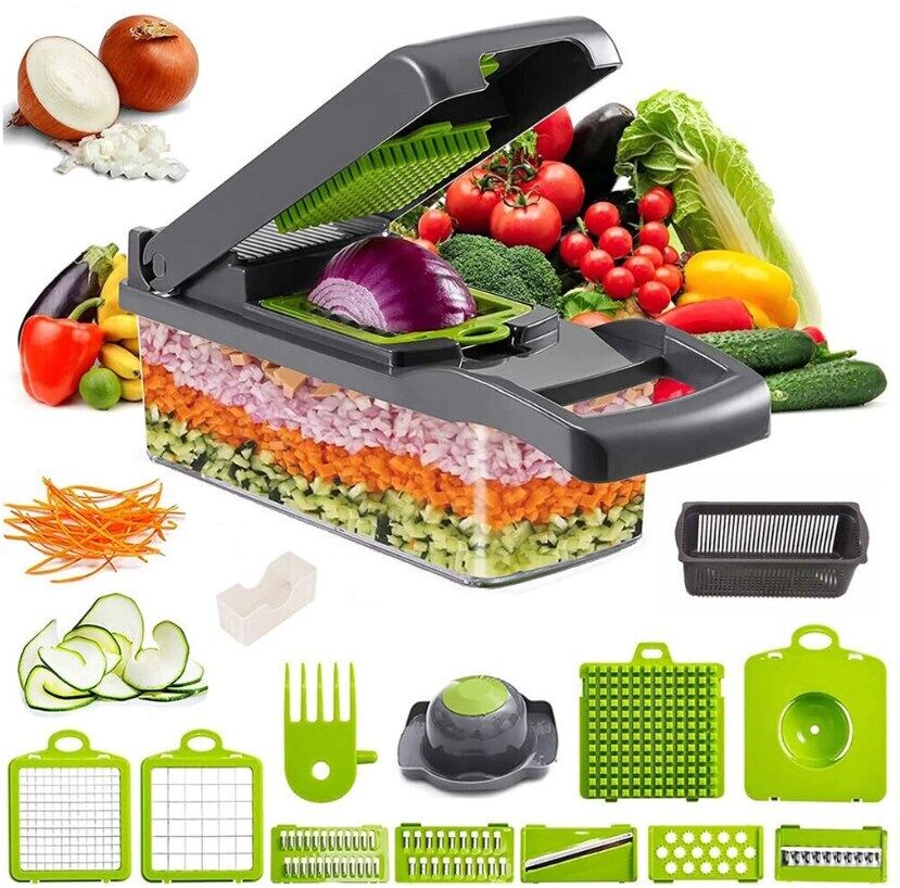 SliceMaster Pro™ 16-in-1 Vegetable Chopper – Multi Blade Salad Slicer & Peeler Set