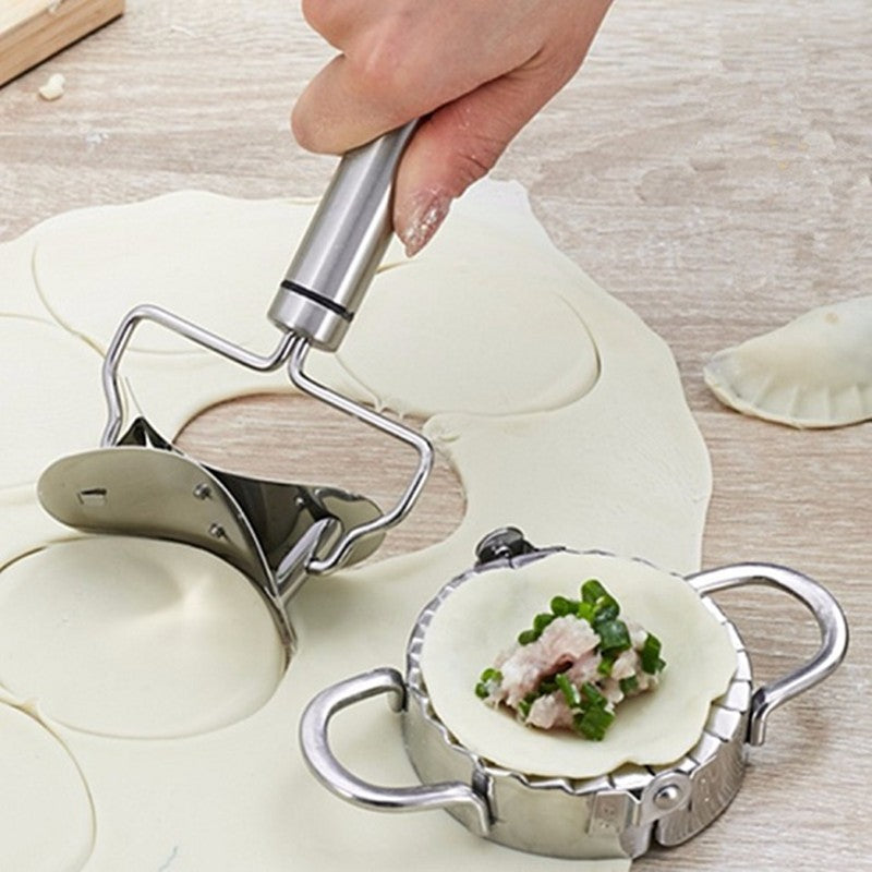 DumpliSeal Pro™ Stainless Steel Dumpling Press – 2-in-1 Dough Cutter & Sealer