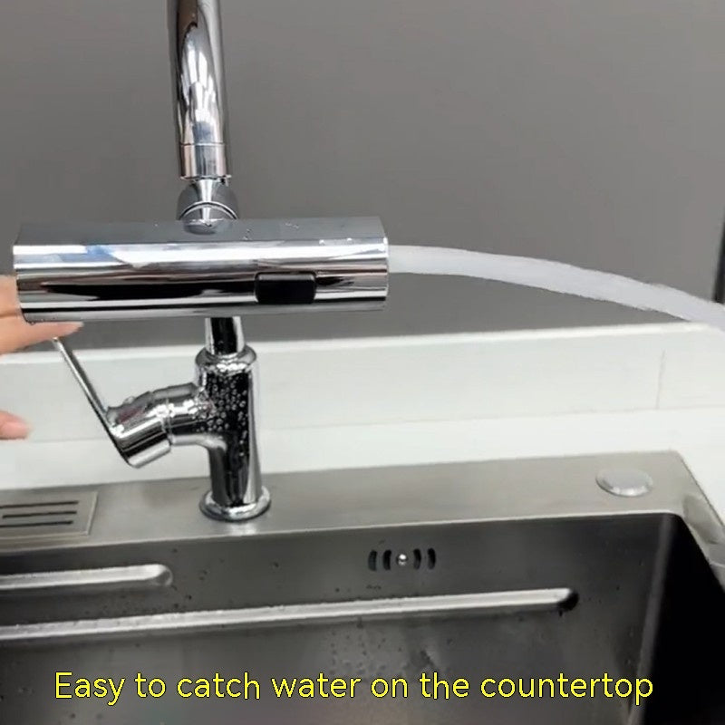 AquaFlow™ 360° Rotating Waterfall Faucet Extender – Splash-Proof Universal Kitchen Nozzle