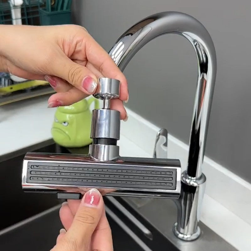 AquaFlow™ 360° Rotating Waterfall Faucet Extender – Splash-Proof Universal Kitchen Nozzle