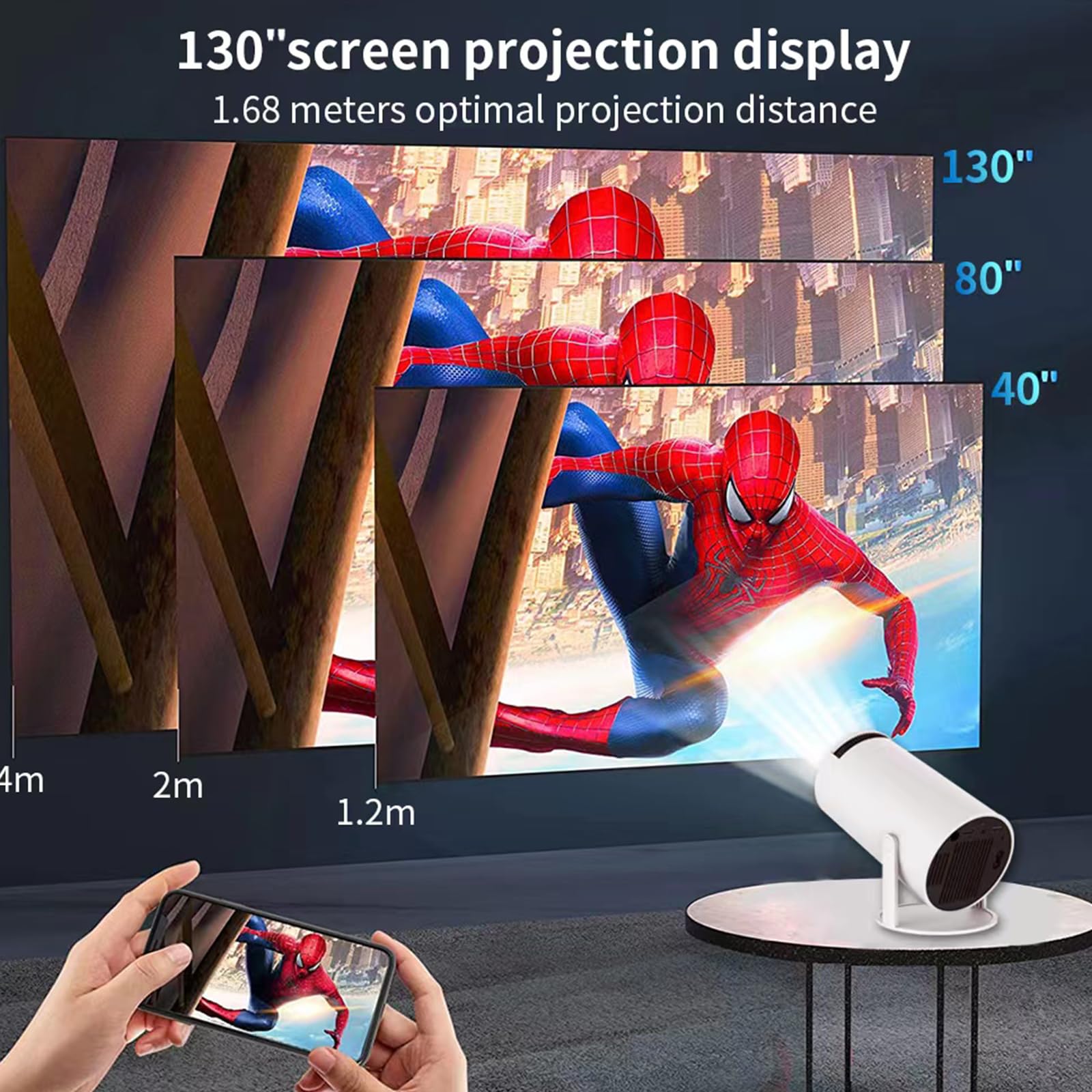 CineBeam Pro™ Smart Portable Projector – 1080P WiFi 6 Bluetooth Mini Home Cinema