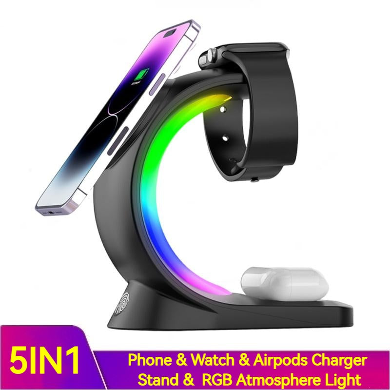 GlowCharge™ 4-in-1 Magnetic Wireless Charging Station with RGB Light