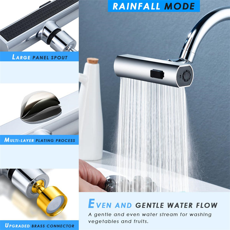AquaFlow™ 360° Rotating Waterfall Faucet Extender – Splash-Proof Universal Kitchen Nozzle